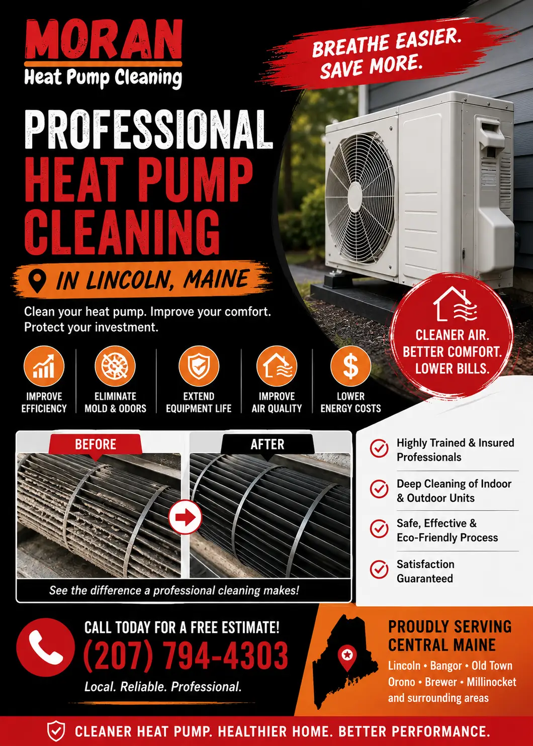 HVAC Deep Cleaning Services Bangor Maine - Moran Heat Pump Cleaning