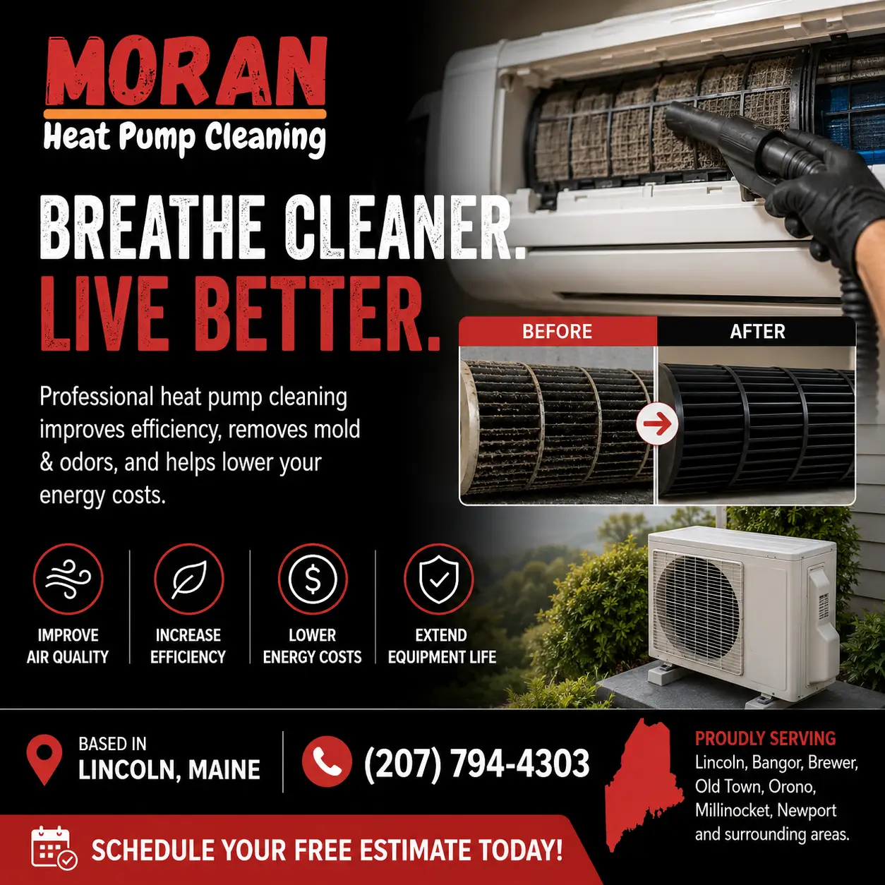 Professional Heat Pump Maintenance in Lincoln Maine - Moran Heat Pump Cleaning