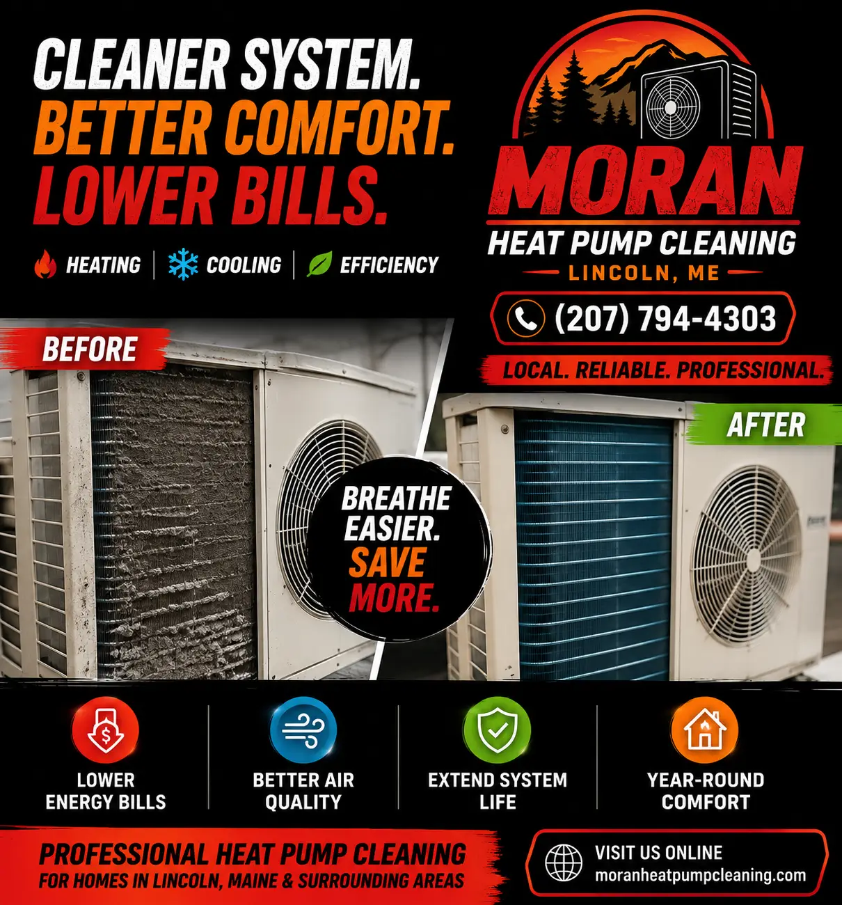 moran heat pump cleaning facebook post