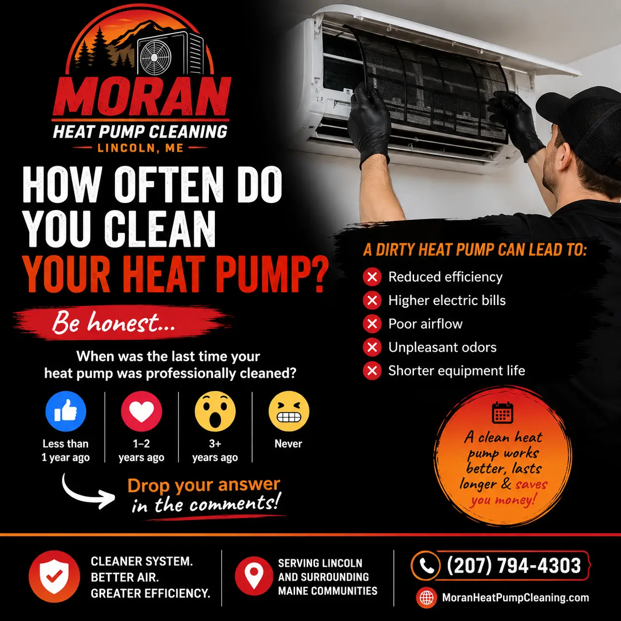 moran heat pump cleaning facebook question post